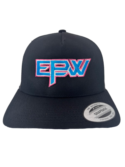 EPW TRUCKER HAT NEON BLUE WITH WHITE/PINK OUTLINE
