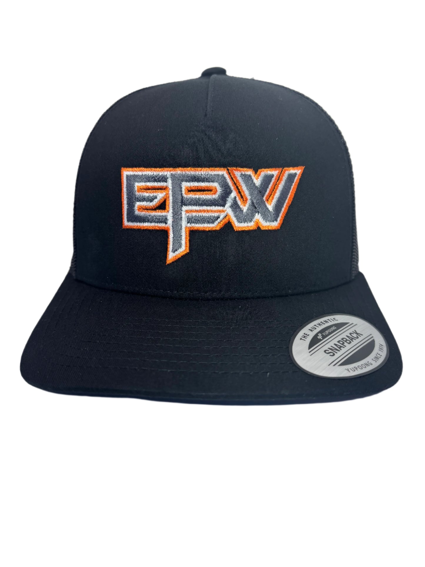 EPW TRUCKER HAT BLACK WITH CHARCOAL & ORANGE/WHITE OULTINE