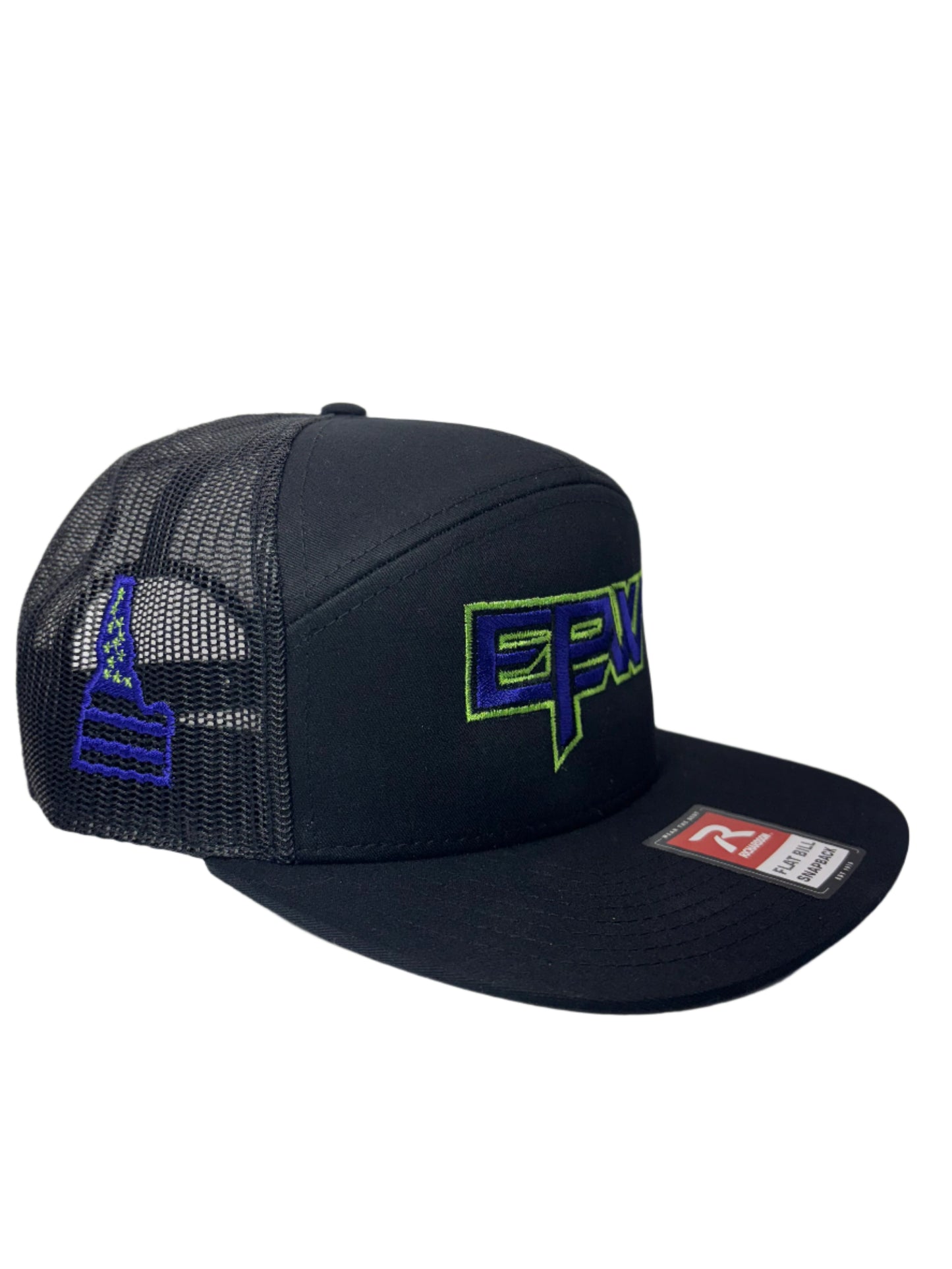 EPW HAT RICHARDSON 168 BLACK WITH PURPLE/NEON GREEN OUTLINE
