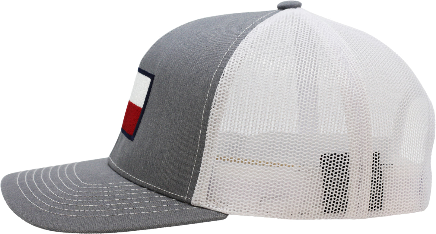 TEXAS FLAG TRUCKER HAT HEATHER/WHITE