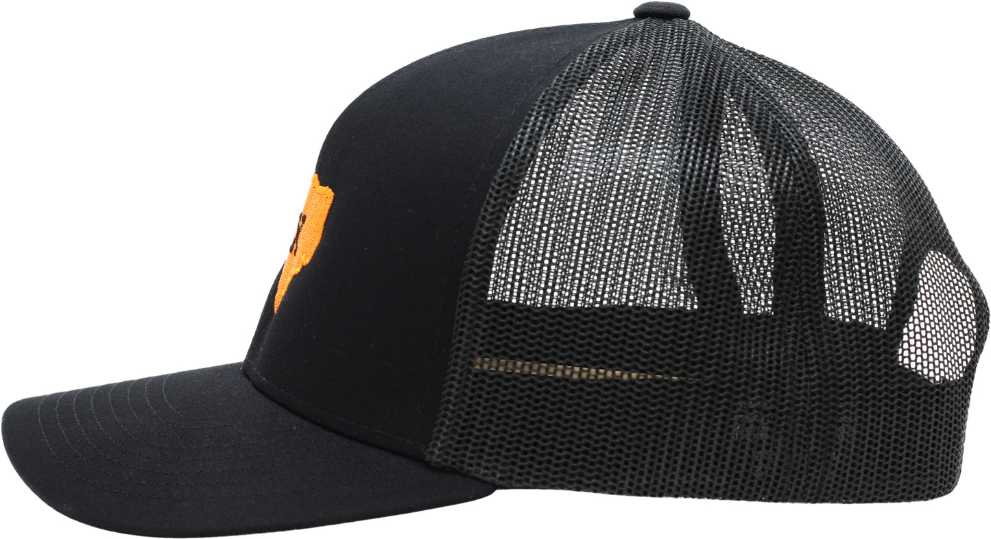 TEXAS TRUCKER HAT BLACK/BURNT ORANGE