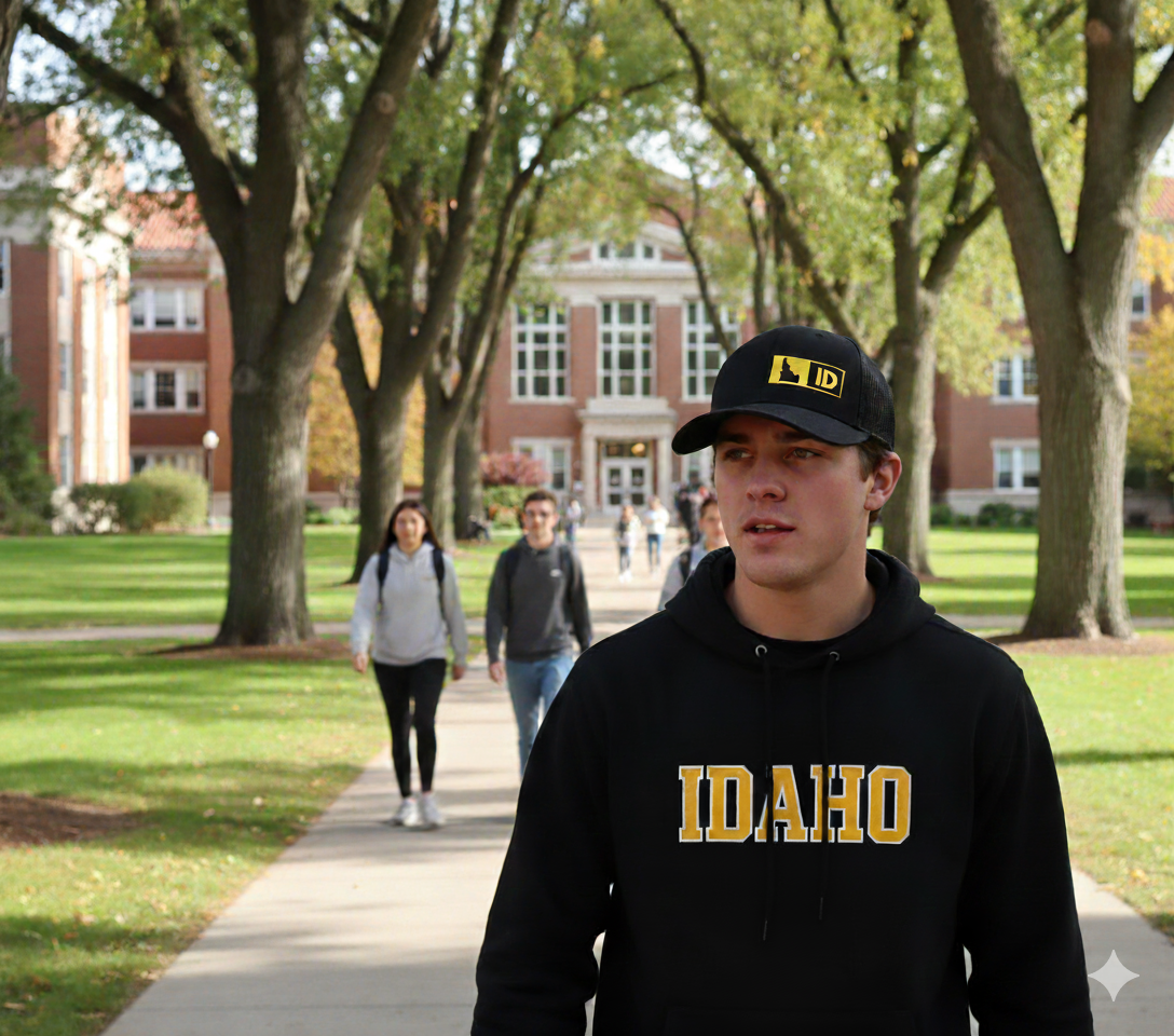 IDAHO TRUCKER HAT  BLACK/GOLD