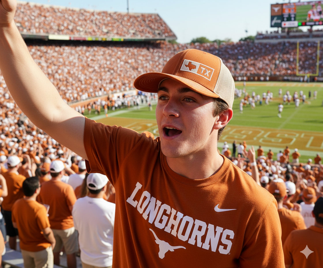 TEXAS TRUCKER HAT, BURNT ORANGE/TAN