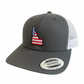 Idaho Trucker Hat-USA FLAG Gray/White