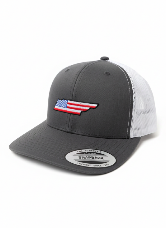Tennessee Trucker Hat USA FLAG Gray/White