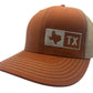 TEXAS TRUCKER HAT, BURNT ORANGE/TAN