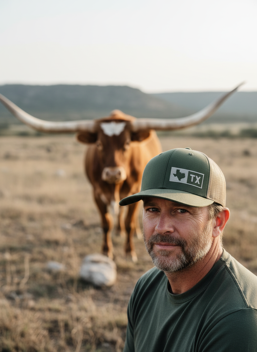 TEXAS TRUCKER HAT   MOSS GREEN/KHAKI