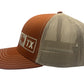 TEXAS TRUCKER HAT, BURNT ORANGE/TAN